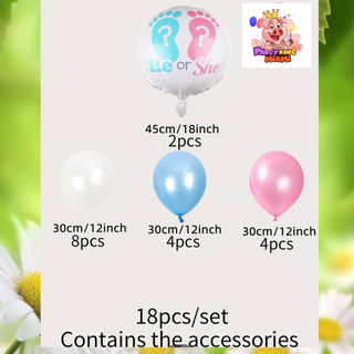 GENDER REVEAL 18 PCS BALLOONS