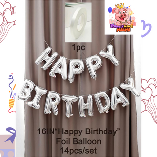 Happy Birthday 16 in. Foil balloon Silver